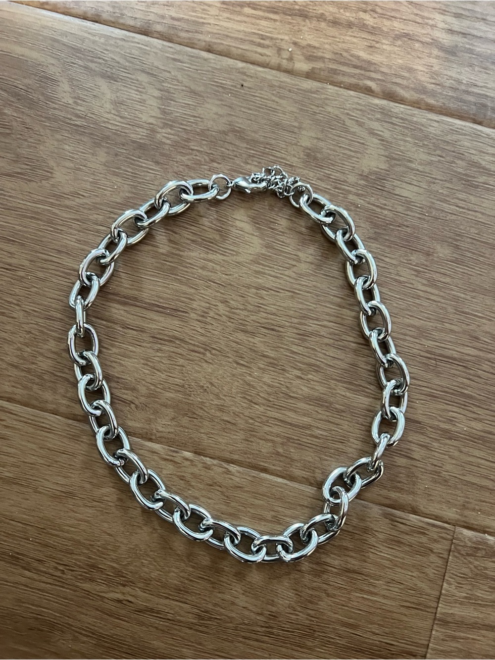 Vintage Chunky Silver toned Rhodium Link Necklace